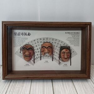 Framed Korean Miniature Masks "The Mask of Hahoe Byeoisin Exorcism" Shadowbox